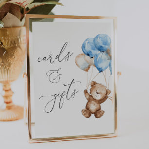 Kort och presentationer Blue Nalle Baby Shower-sky Poster
