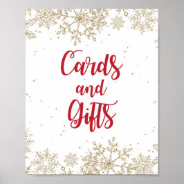 Kort och presenter Födelsedag Röda och gyllene snö Poster