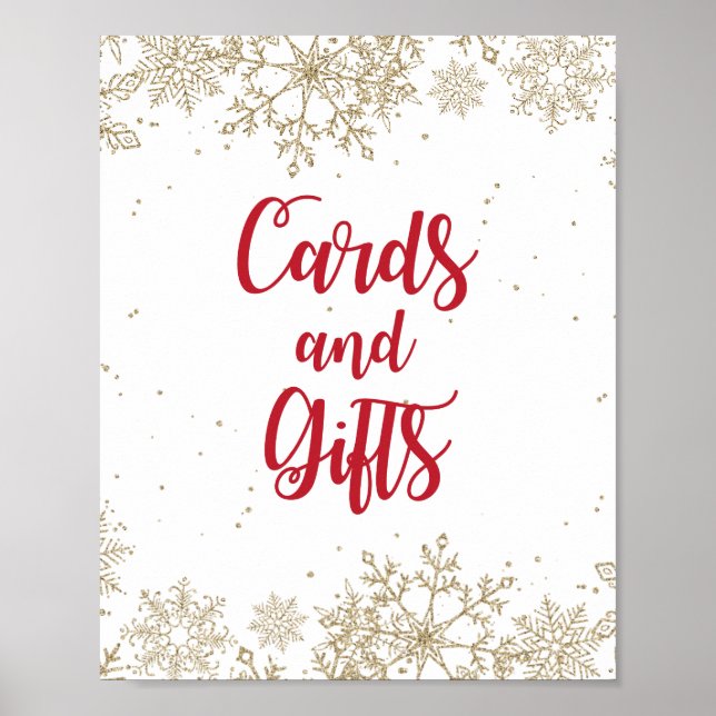 Kort och presenter Födelsedag Röda och gyllene snö Poster (Framsidan)