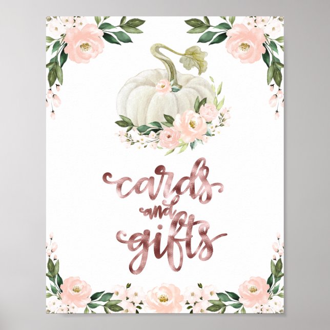 Kort och presenter Grey Fall Baby Shower-skylt Poster (Framsidan)