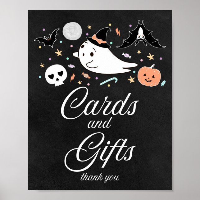 Kort och presenter Halloween Flickbarnsvisning Sky Poster (Framsidan)