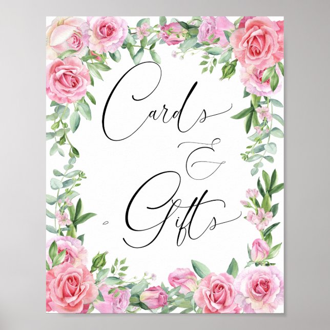 Kort och presenter | Rosa Blush Rosor Poster (Framsidan)