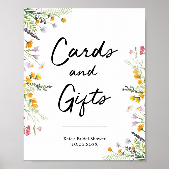 Kort och presenter vilda blommor affisch skylt (Framsidan)
