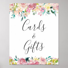 Kort och presenterar Blommigt för vattenfärg Paste Poster