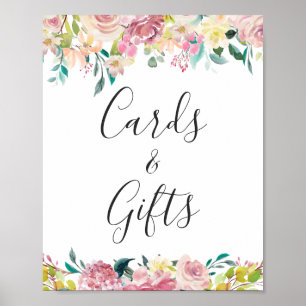 Kort och presenterar Blommigt för vattenfärg Paste Poster