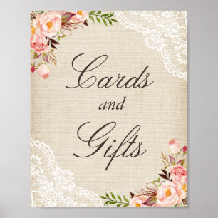 Kort- och presentkort - Blommigten Rustic Burlap S Poster