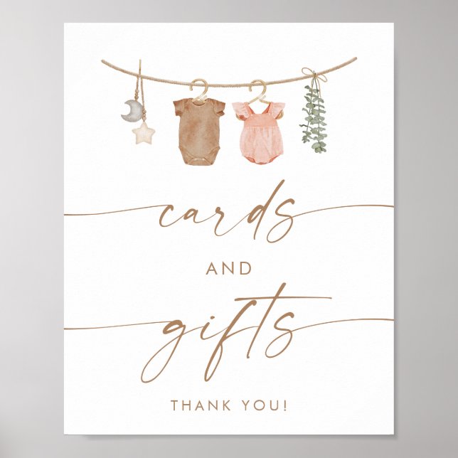 Kort- och presentkort | Boho Gender Reveal Poster (Framsidan)