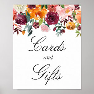 Kort- och presentkort Burgundy Rosa Flowers Poster