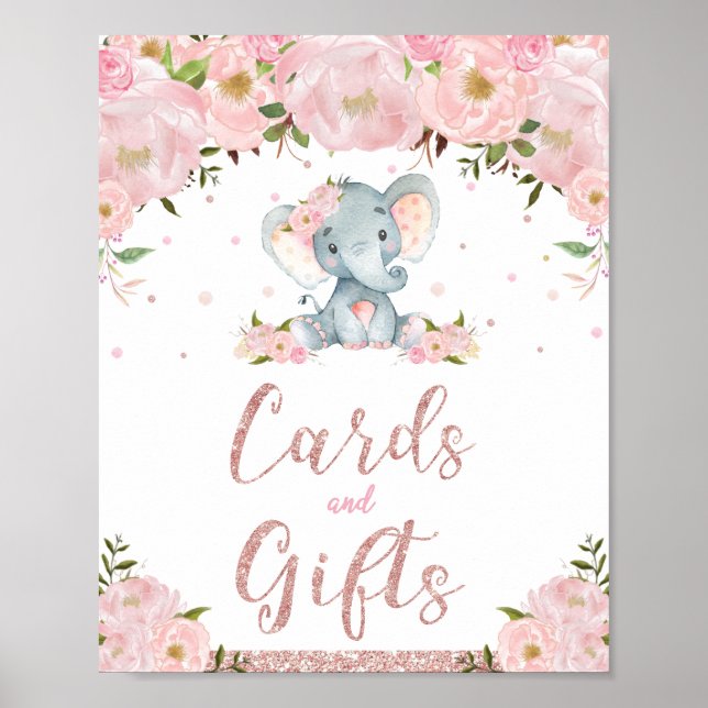 Kort och presentkort Elephant Birthday Baby Shower Poster (Framsidan)