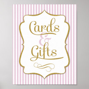 Kort- och presentkort Rosa Guld Rand Poster