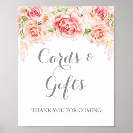 Kort och presentkort skylt Rosa akvarell blommor
