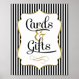 Kort och presentkort, svart Guld Rand Poster