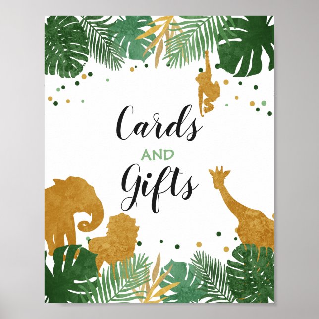 Kort och presentkort Zoo Jungle Gift Bord deor Poster (Framsidan)