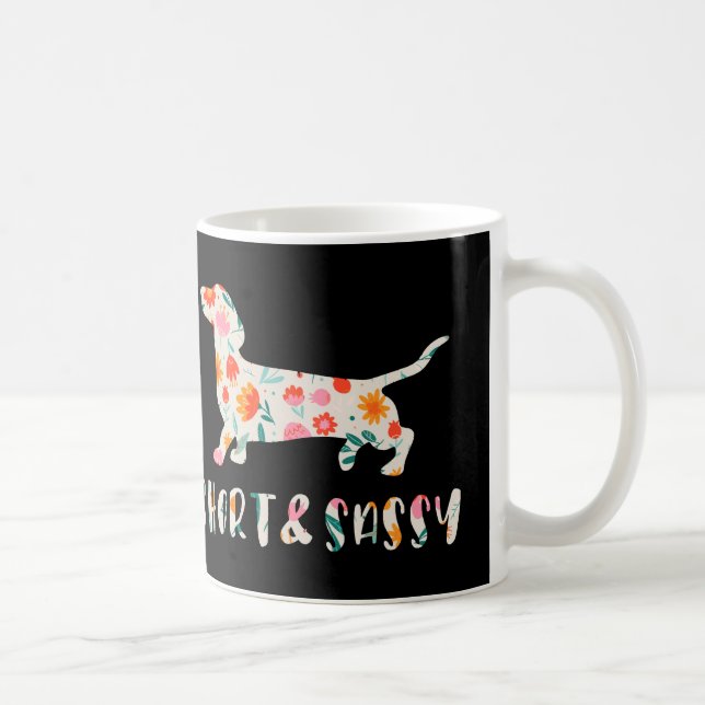 Kort och Sassy Dachshund blommigt hund Kaffemugg (Höger)