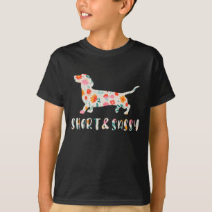 Kort och Sassy Dachshund blommigt hund T Shirt
