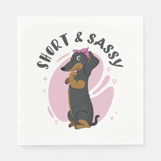 Kort och Sassy Dachshund Classic T-Shirt (1) Pappersservett (Framsidan)