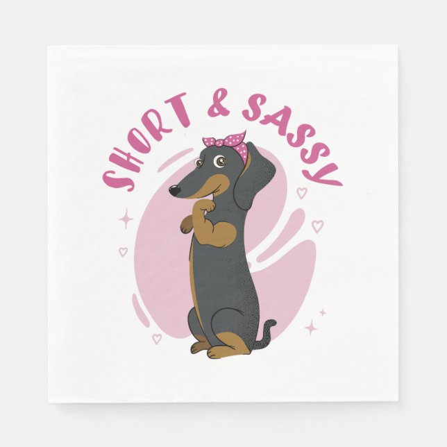 Kort och Sassy Dachshund Classic T-Shirt Pappersservett (Framsidan)
