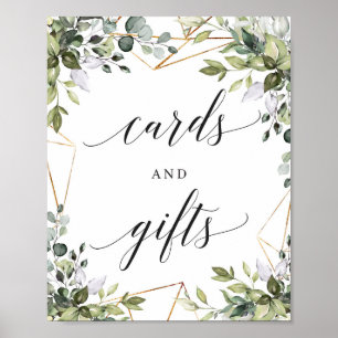Kort och skylt från Greenery boho foliage guld