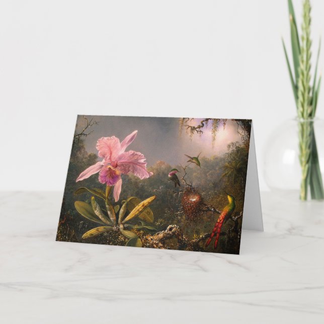 Kort: Orchid och Hummingbird Helgkort (Framsida)