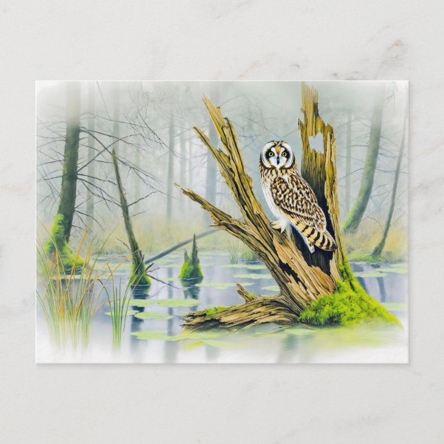 Kort-orienterad Uggla på Träd-stenen Helg Vykort (Framsida)