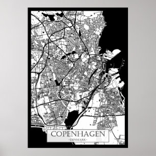 Kort över Köpenhamn Danmark Poster