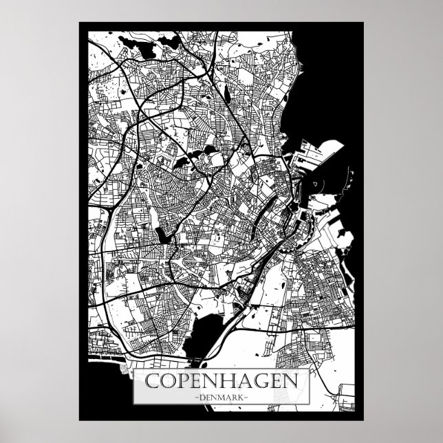 Kort över Köpenhamn Danmark Poster (Framsidan)