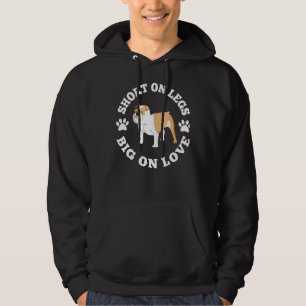 Kort På Ben Stor På Kärlek Bulldog Hund Hoodie