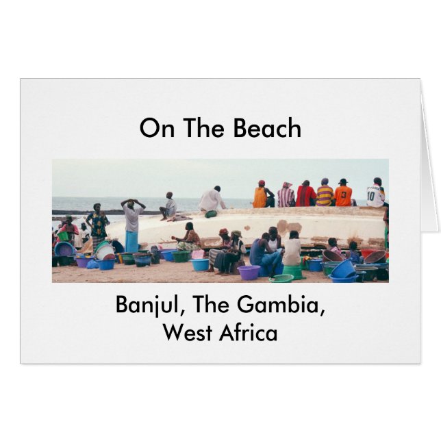 Kort "på stranden, Banjul, Gambia, västra afrika (Framsidan Horizontal)