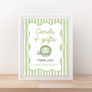 Kort & Present Matcha Grönt Te Bebis Shower Poster