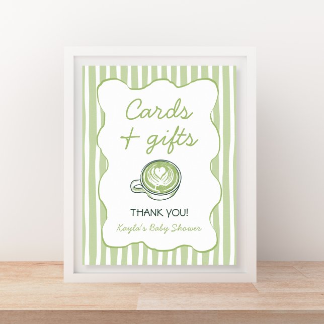 Kort & Present Matcha Grönt Te Bebis Shower Poster (Cards & Gifts Matcha Green Tea Baby Shower Poster)