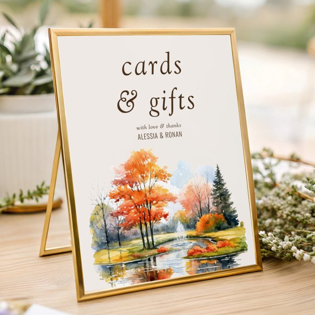 Kort & presenter Höst sjö bröllop Digital eller tr Poster (Cards & Gifts wedding table sign from the Fall Lake wedding collection by Darling & May)