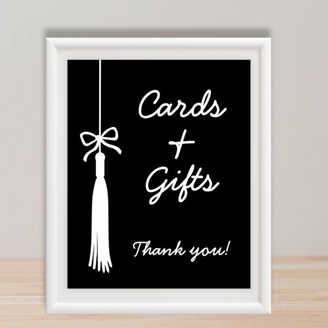 Kort & presenter kolsvart coquette-examen skylt (Cards & Gifts Bow Black Coquette Graduation Sign)