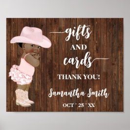 Kort & presenter Lille AA Cowgirl Baby Shower Skyl Poster