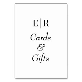 Kort & presenter Svart och vitt monogram bordsskyl