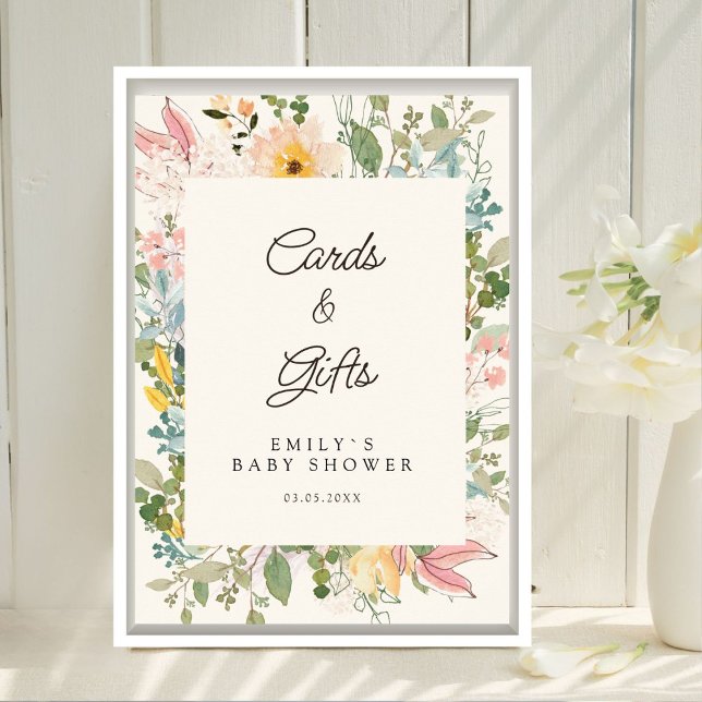 Kort & presenter! Vildblommsträdgårds charm Poster (Cards & Gifts! Wildflower Garden Charm Custom Baby Shower Poster. Prints & Instant Download.)