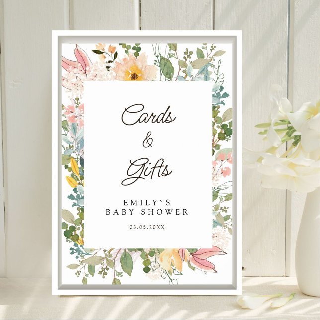 Kort & presenter! Vildblomsterträdgårdens charm Poster (Cards & Gifts! Wildflower Garden Charm Custom Baby Shower Poster. Prints & Instant Download.)