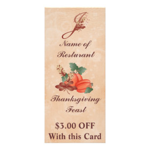 Kort /Resturant för kugge för thanksgivingMonogr