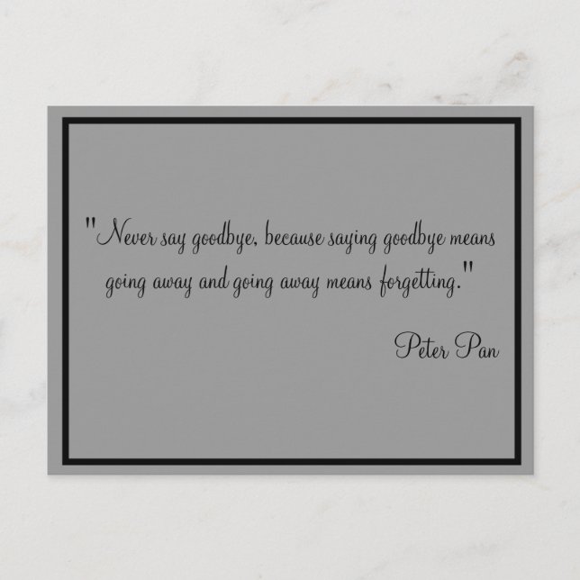 Kort, säg aldrig adjö vykort (Framsida)