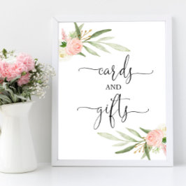 Kort - skylt rosa Grey guld babydusch