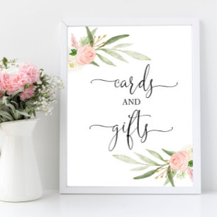 Kort - skylt rosa Grey guld babydusch