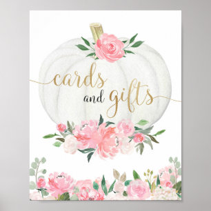 Kort - skyltskylt pumpa rosa guld babydusch poster