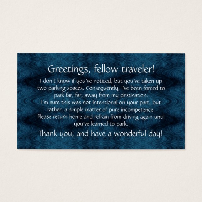 Kort som lämnar på andras vindar. (Framsidan)