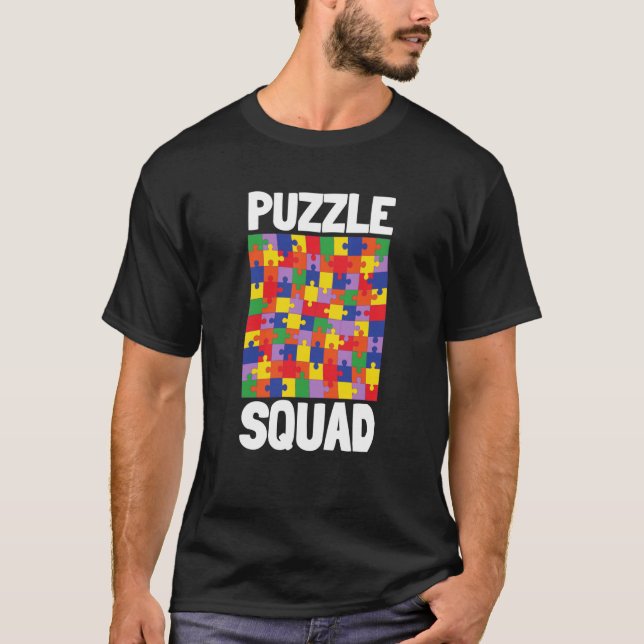 Kort spel och tabletoport Spelpussel-fyrkant T Shirt (Framsida)