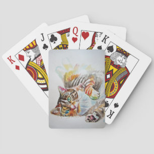 Kort Tabby katt, katter, vattenfärgspaltkort, ange Casinokort
