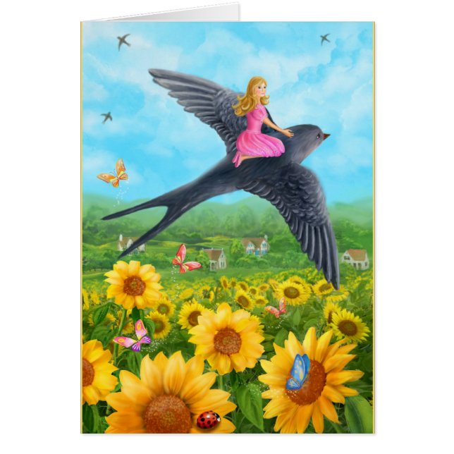 Kort "Thumbelina and svälj" (Framsidan)