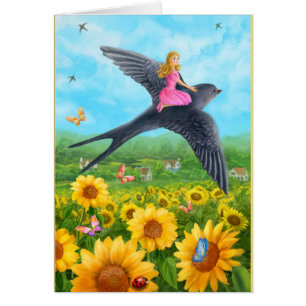 Kort "Thumbelina och svala ",
