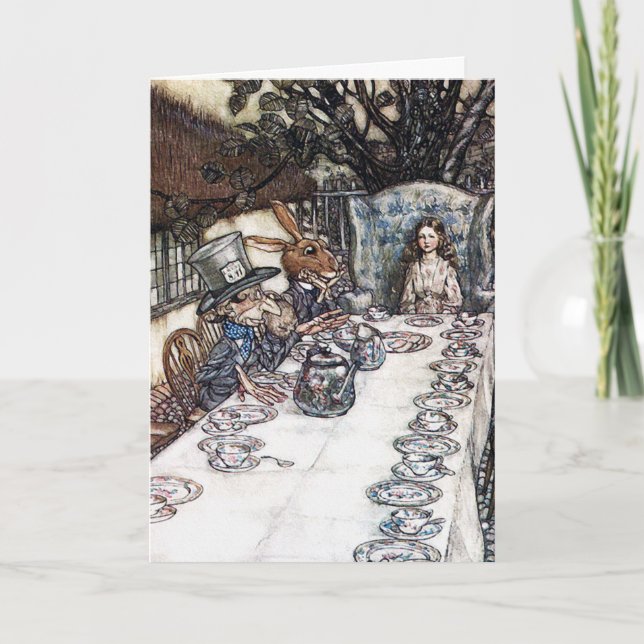 Kort: Tokigt HatterTeaparty - Alice i underland Kort (Framsida)
