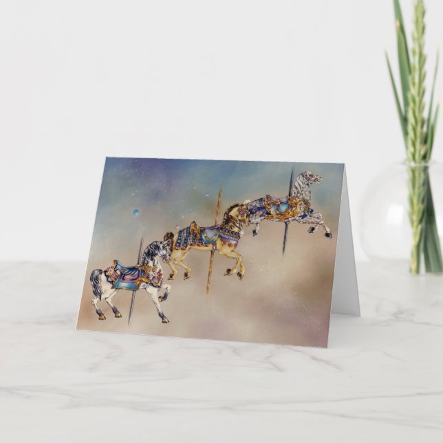 Kort - tre karusellhästar (Framsida)