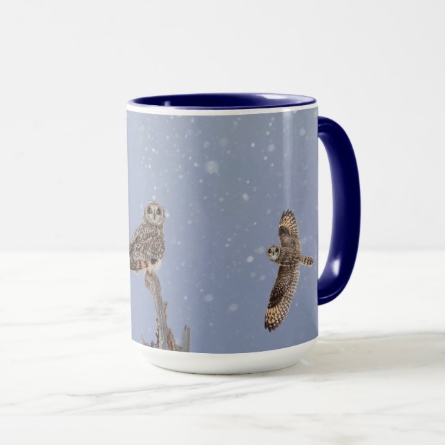 Kort uggla på en snödag mugg (Framsida höger)
