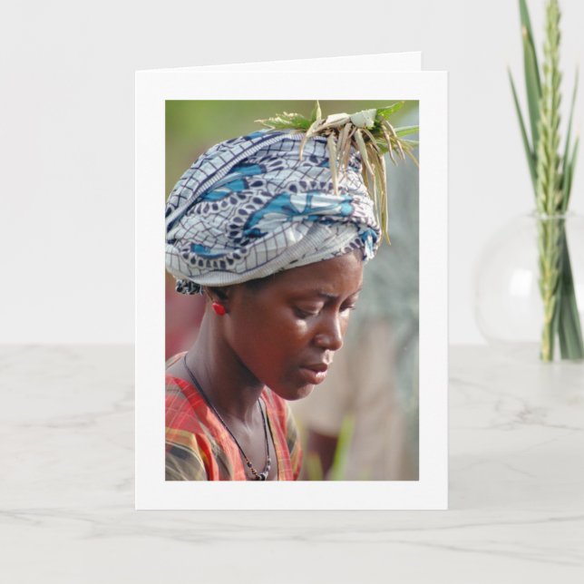 Kort "unga kvinnaplockningris ", (Framsida)